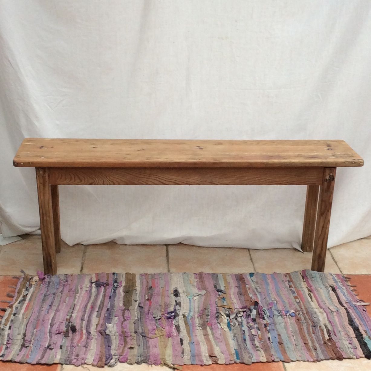 Light wood farmhouse bench around the years 1960-1970 dimension: height -44.5cm- width -103cm-