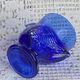 Coquetiers poussin en verre bleu cobalt 