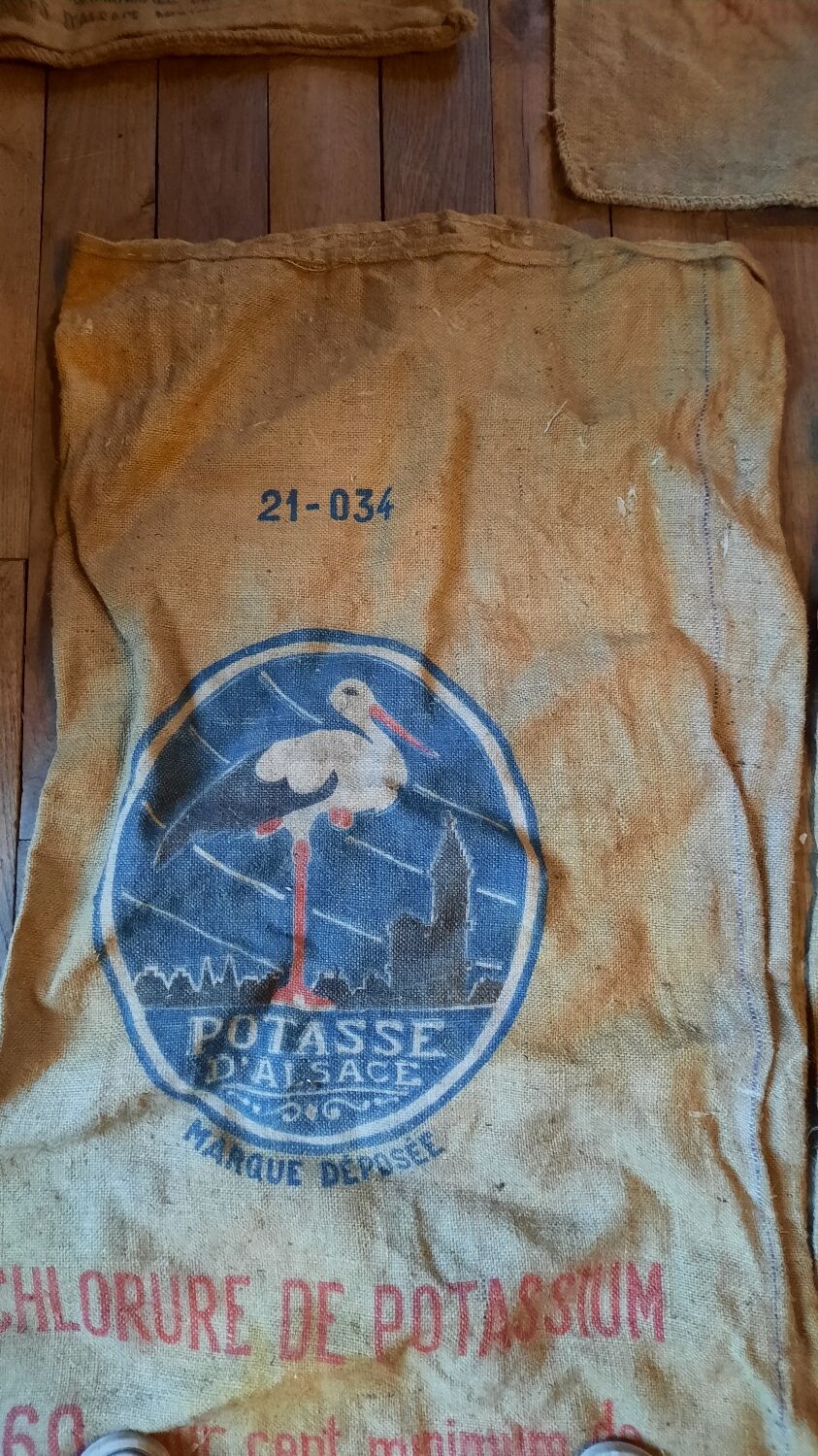 Set of 5 bags in burlap potash from Alsace