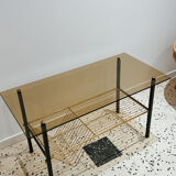 Smoked glass coffee table vinyl door