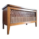 Large vintage rattan chest, retro wicker decoration