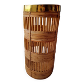Brass and rattan umbrella stand 1970