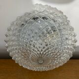 Antique Ceiling Light Wall Lamp Molded Glass Diamond Tip + Black Metal Support