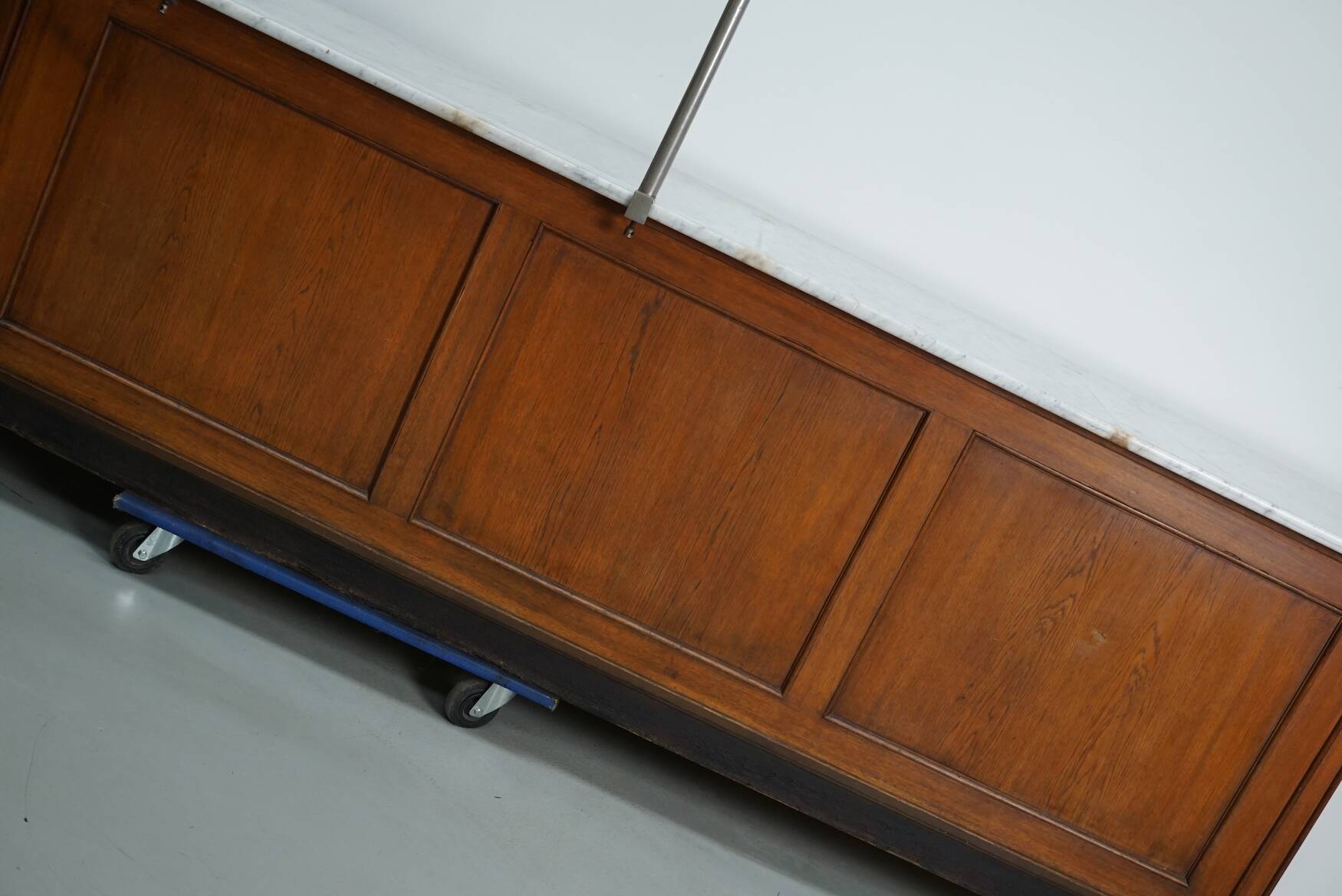 Large Antique Art Deco German Oak & Marble Chocolate Shop Counter, 1920s
