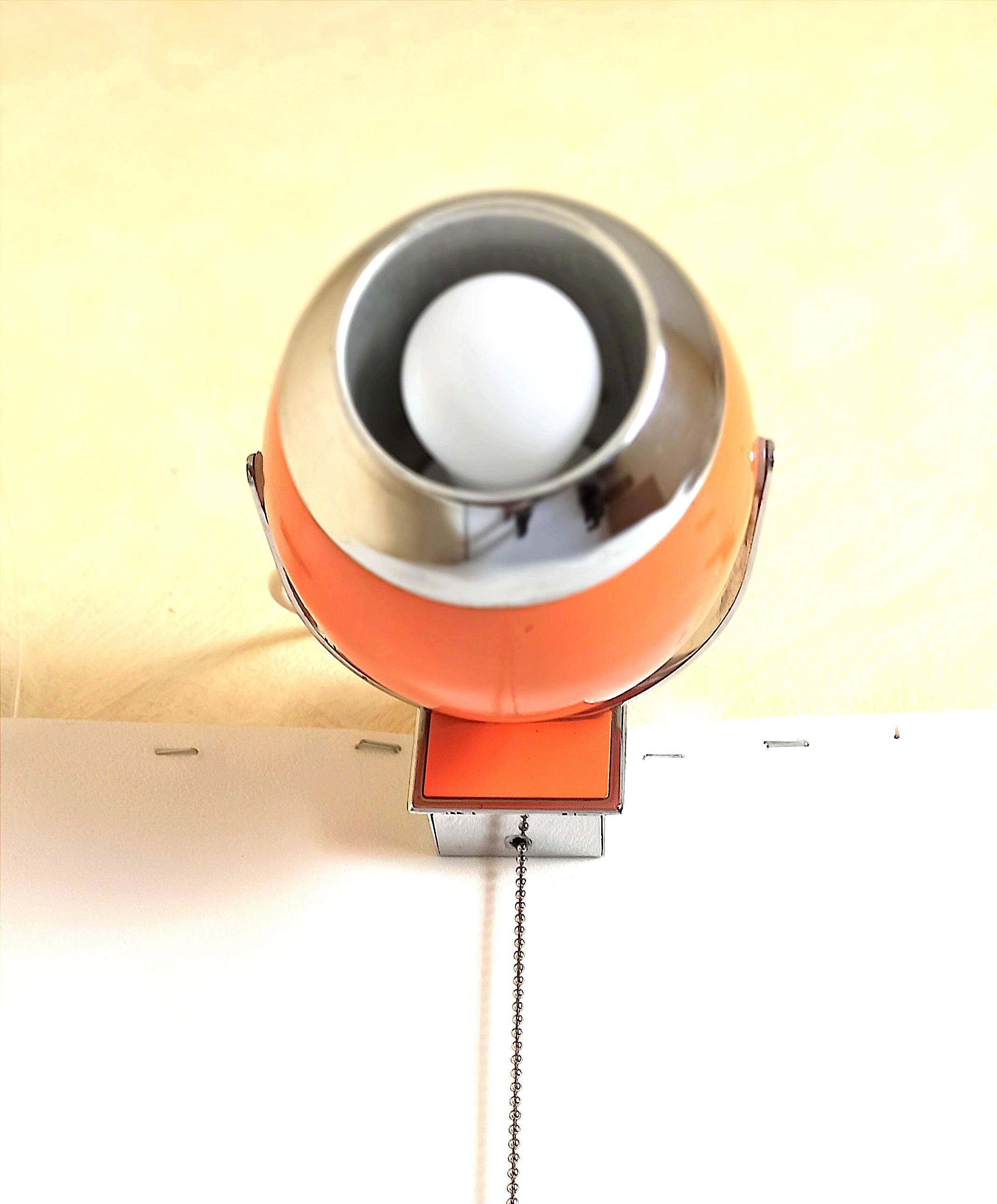 Eye ball wall lamp Space Age orange 60s