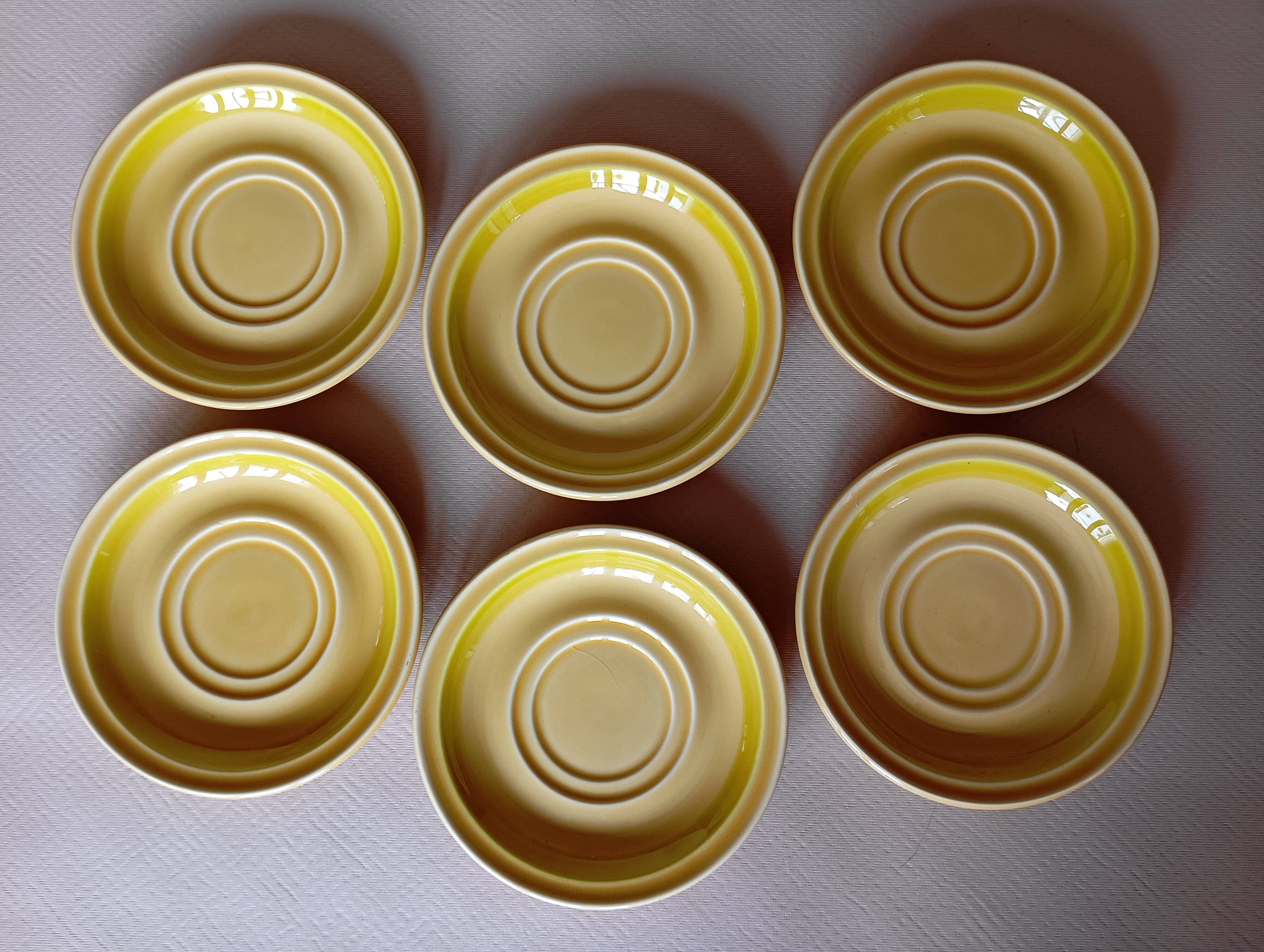 6 Gien "Sun" coffee cups