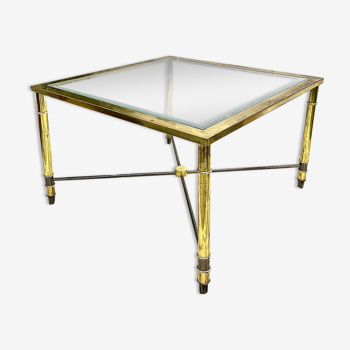 Table basse laiton plateau verre