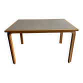 Magnus Olesen Danish dining table — light oak frame with recessed grey laminated top, 1970s