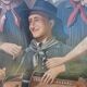 Very Large Oil on Panel Hurdy-Gurdy Player Corrèze Auvergne