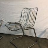 Set of 4 chrome metal basket chairs