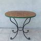 Bistro table in wrought iron and walnut