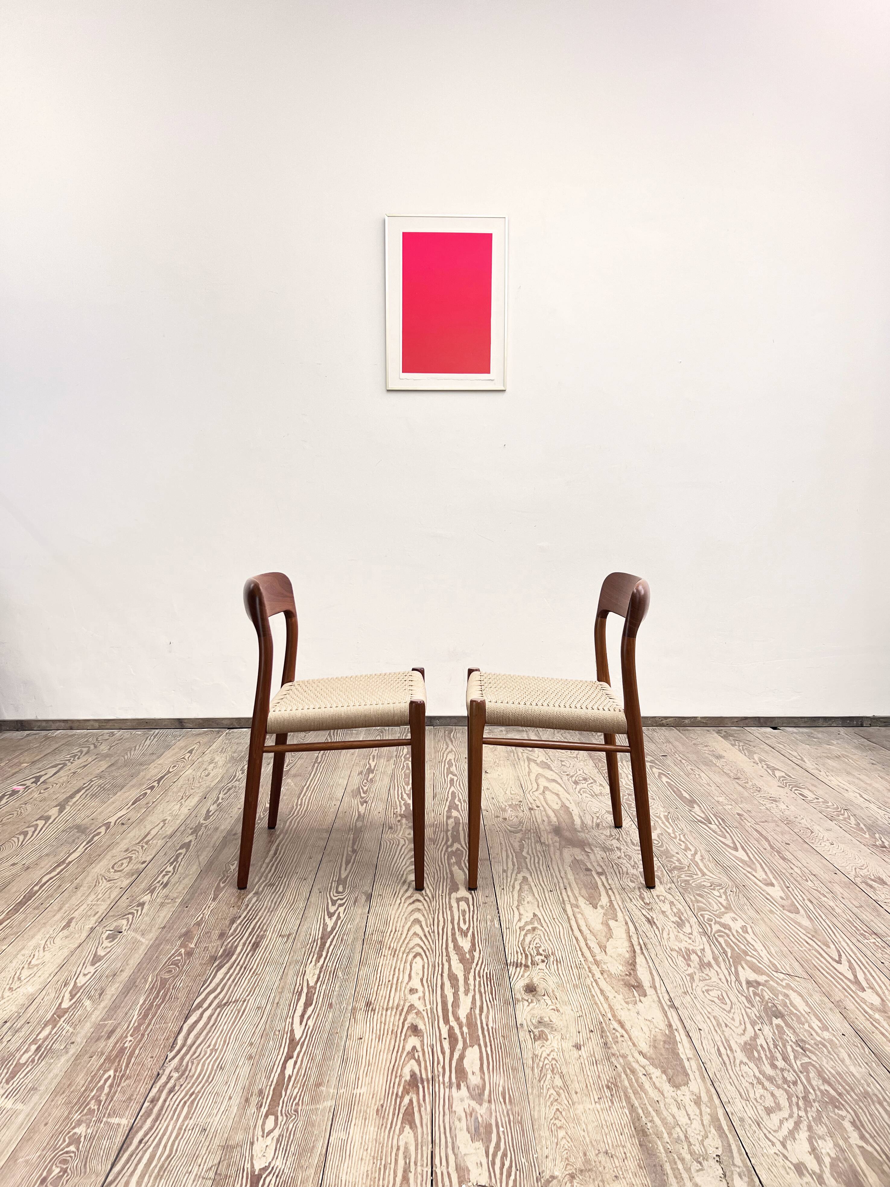 Mid-Century Model 75 Chairs in Teak by Niels O. Møller for J.L. Moller, 1950, Set of 2