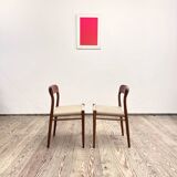 Mid-Century Model 75 Chairs in Teak by Niels O. Møller for J.L. Moller, 1950, Set of 2
