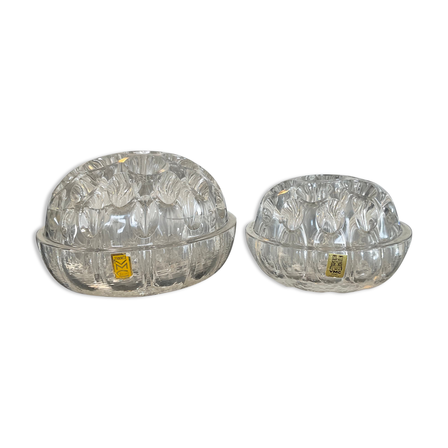 Pair of vintage flower spikes in Reims glass