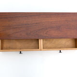 Teak mirror and shelf with drawers, 1950s