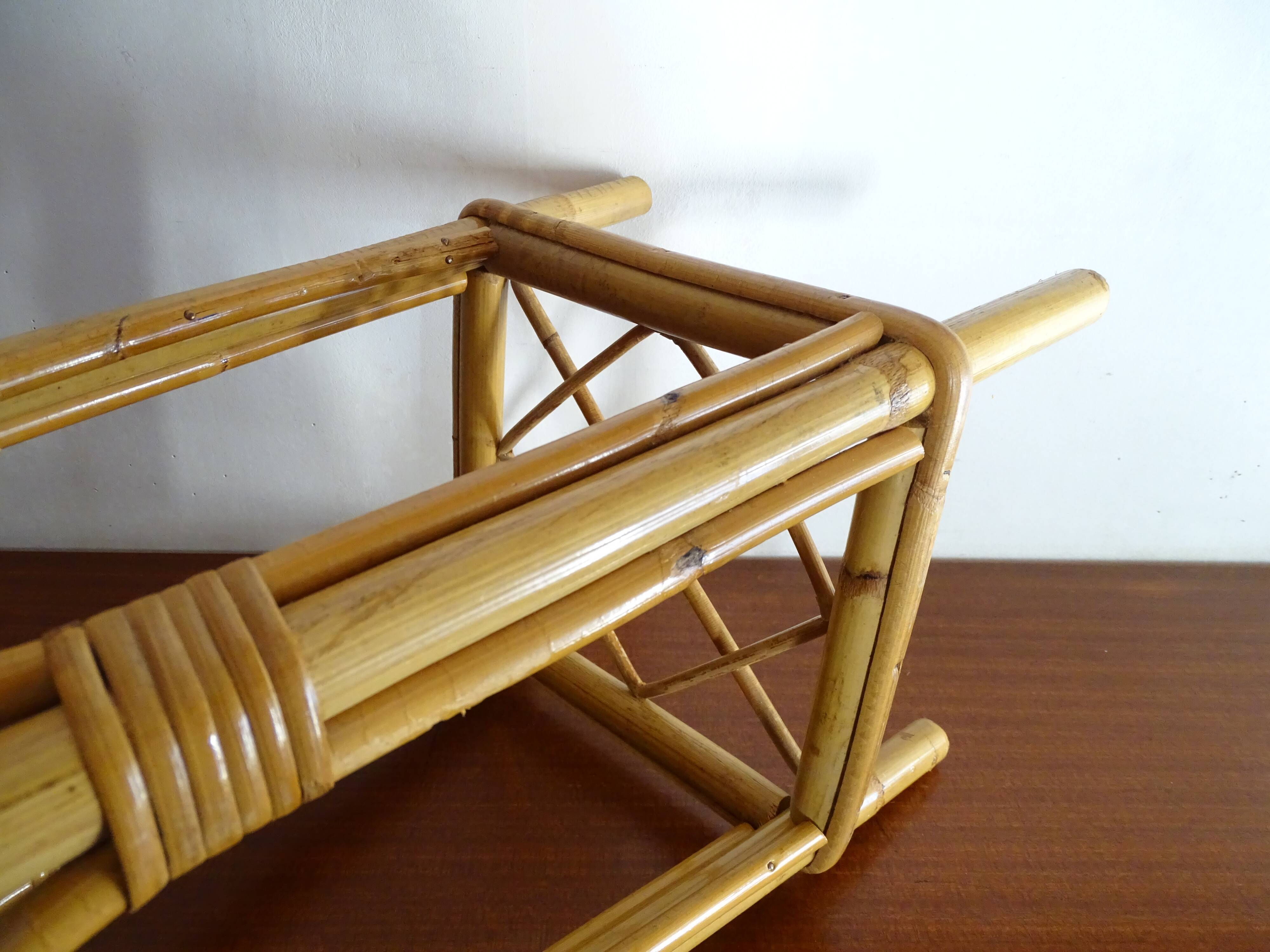 Vintage rattan stool 60's 70's