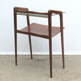 In wood and glass side table