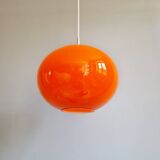 Large Space Age pendant light in orange opaline, 1960s-70s