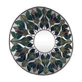 Miroir vitrail Tiffany décor végétal signé B. Nogaro