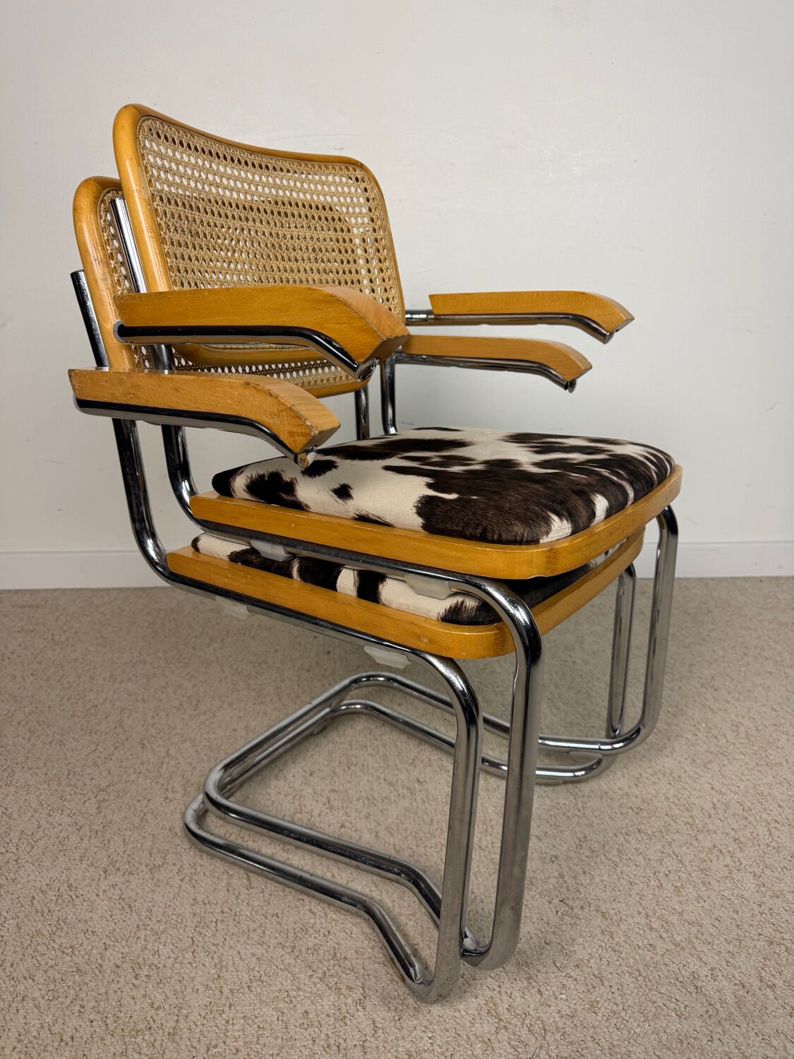 Italian design armchairs – cane, chrome and wood – Cesca spirit
