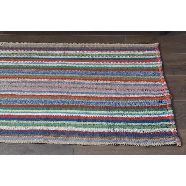 Vintage Turkish Oushak Handmade Wool & Cotton Pink Runner Rug 77x224
