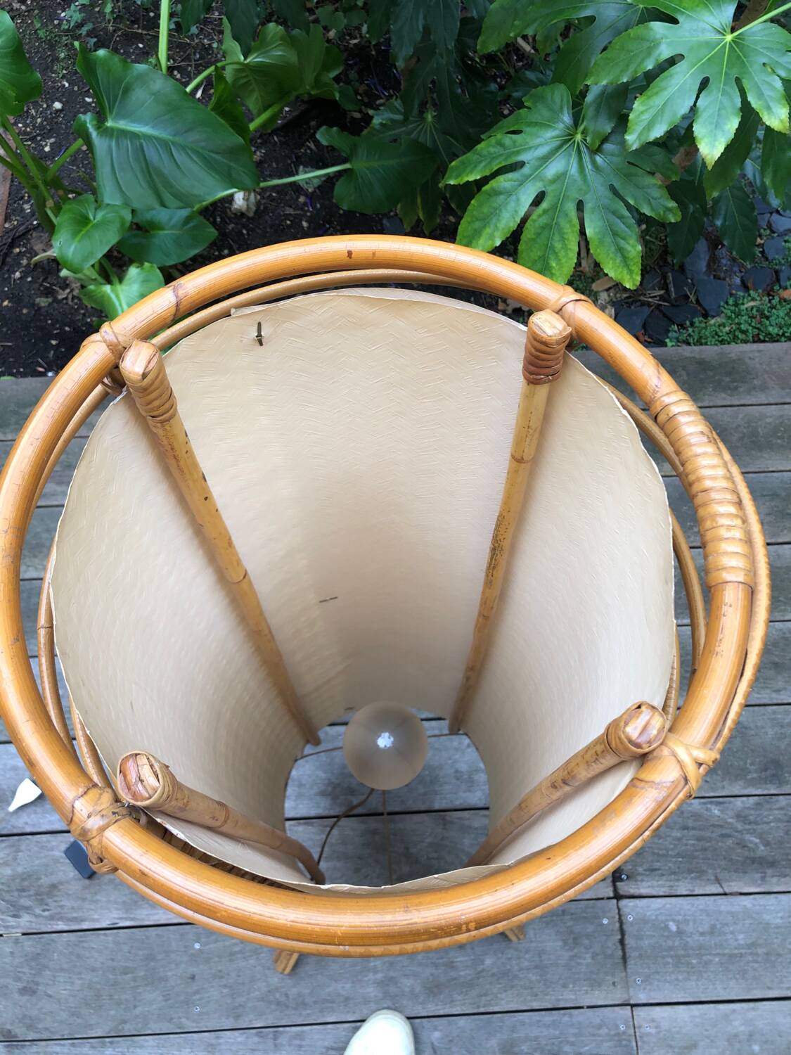 Bamboo, rattan and paper floor lamp from the 60s