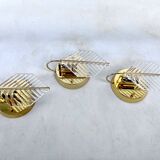 Vintage set of three sconces in brass and glass by Zero Quattro. Italy 1970s