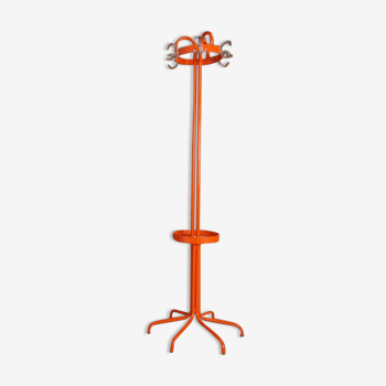 Vintage coat rack in orange lacquered metal