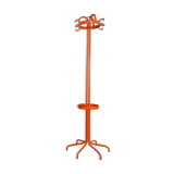Vintage coat rack in orange lacquered metal