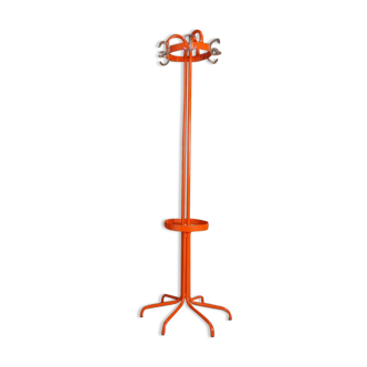 Vintage coat rack in orange lacquered metal
