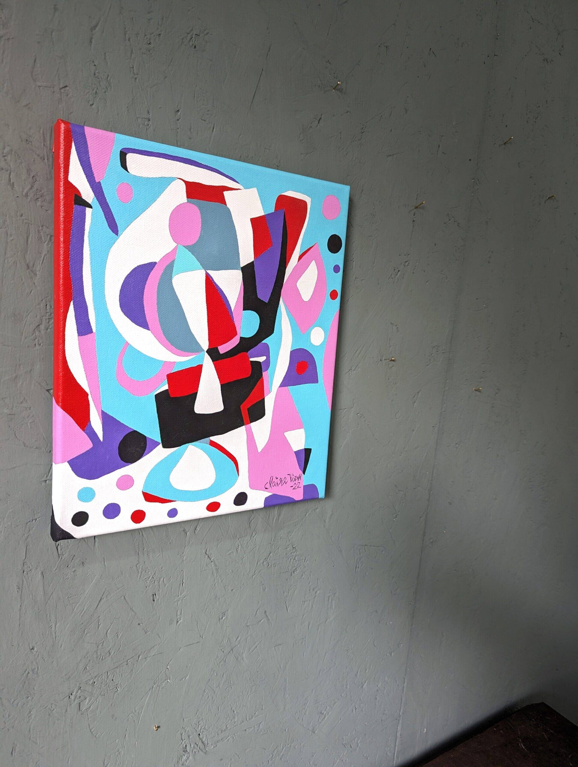 Contemporary Abstract "Morning Blues", Small Unframed Oil Painting, 2022