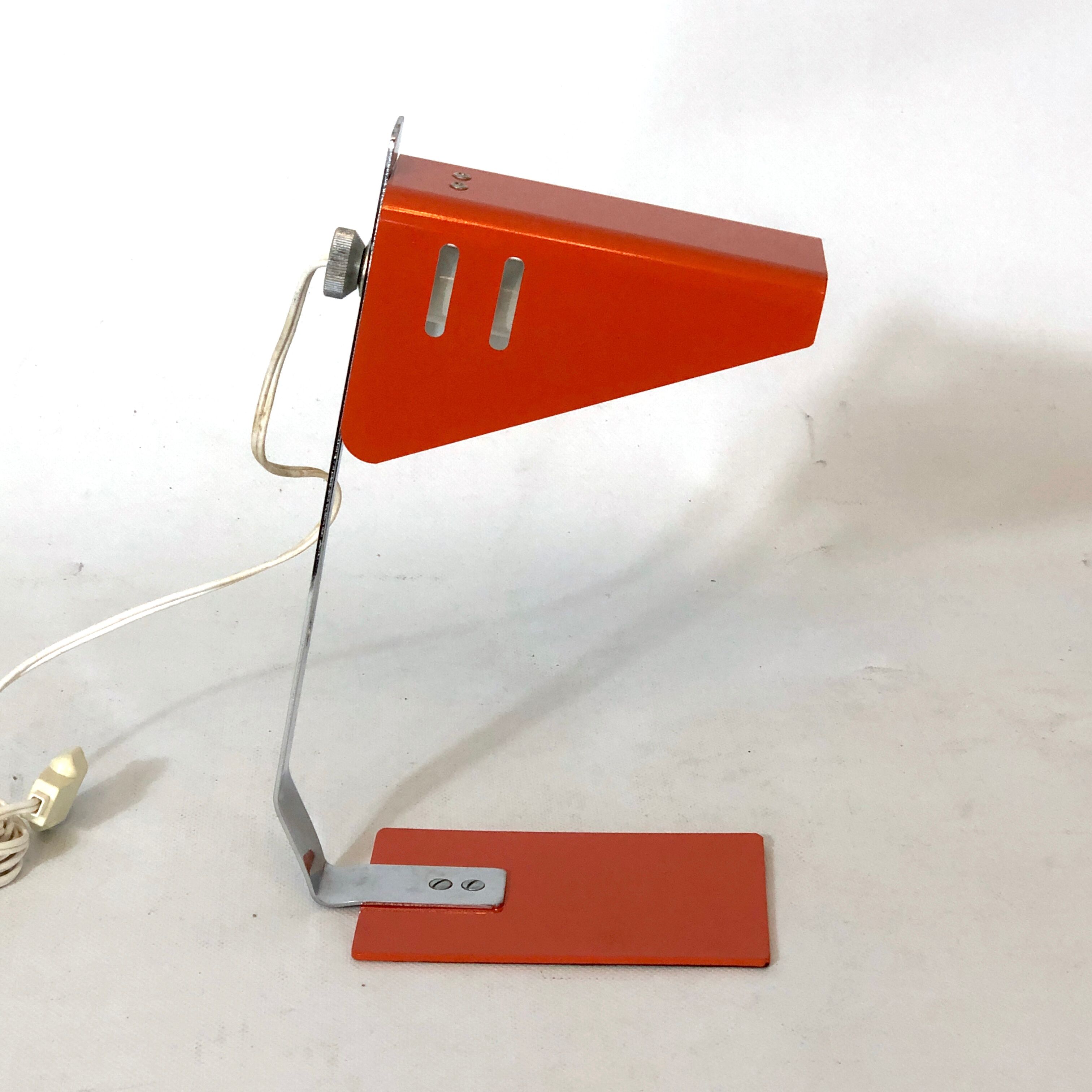 Vintage Italian orange metal desk lamp from 1970