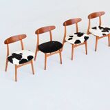 Hans Wegner model CH30 dining chairs in cowskin Carl Hansen Denmark 1952