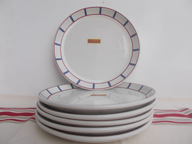 18 blue and red basque plates in gres