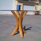 Bamboo and glass dining table