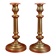 Pair of 19th-century restoration candlesticks in guilloché bronze - H 27 cm