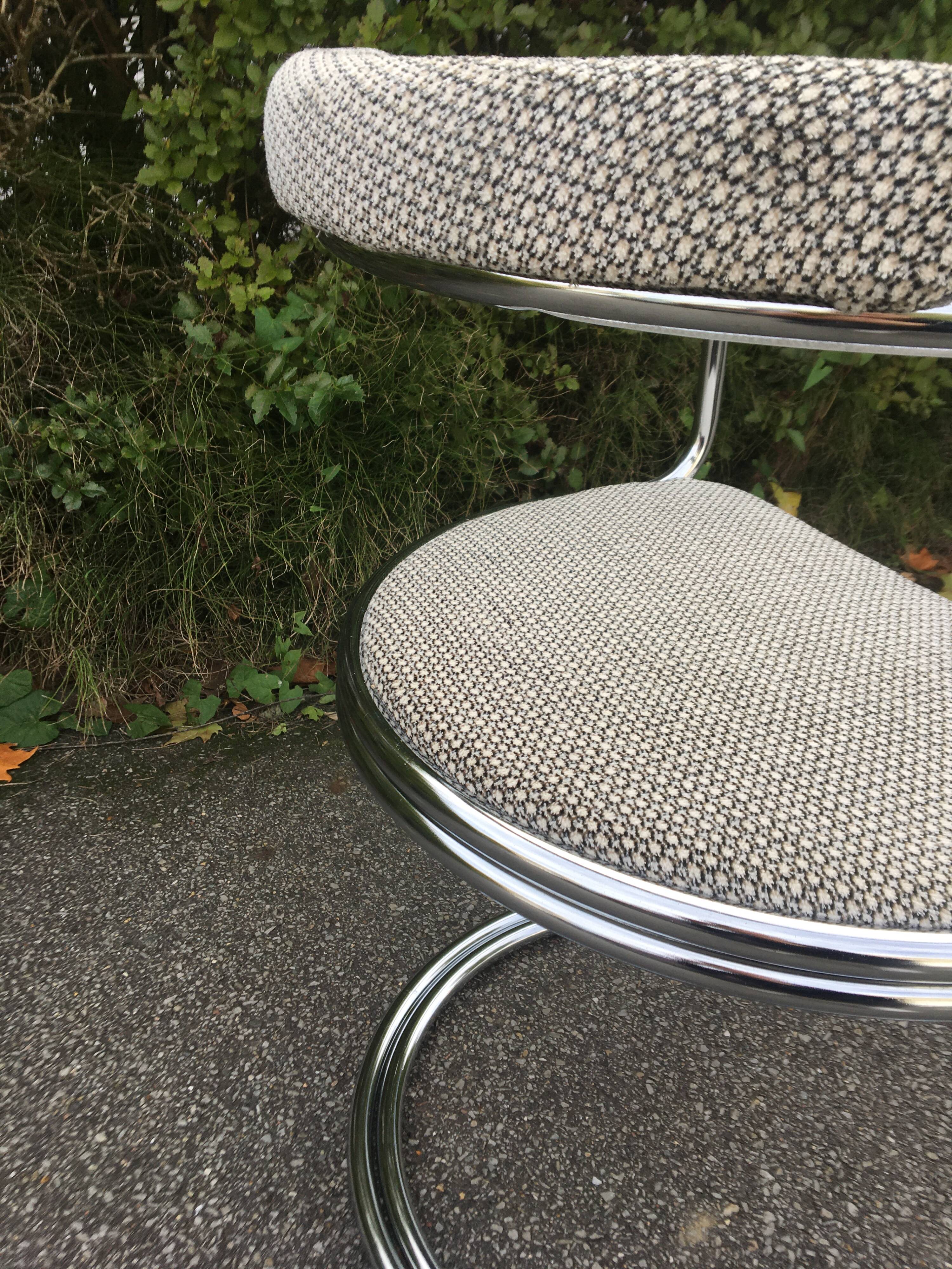 Chrome steel tube chair and fabric, 1970s