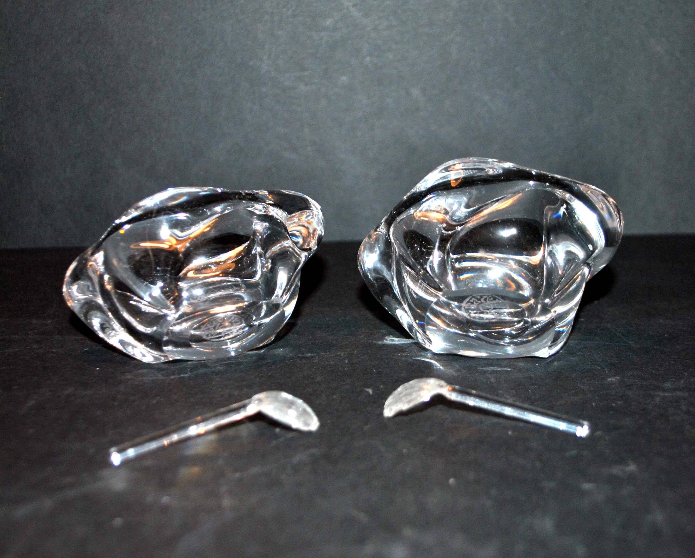 Vintage Bayel crystal salt shakers - Free-form Modernist design 1960