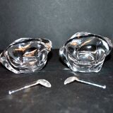 Vintage Bayel crystal salt shakers - Free-form Modernist design 1960
