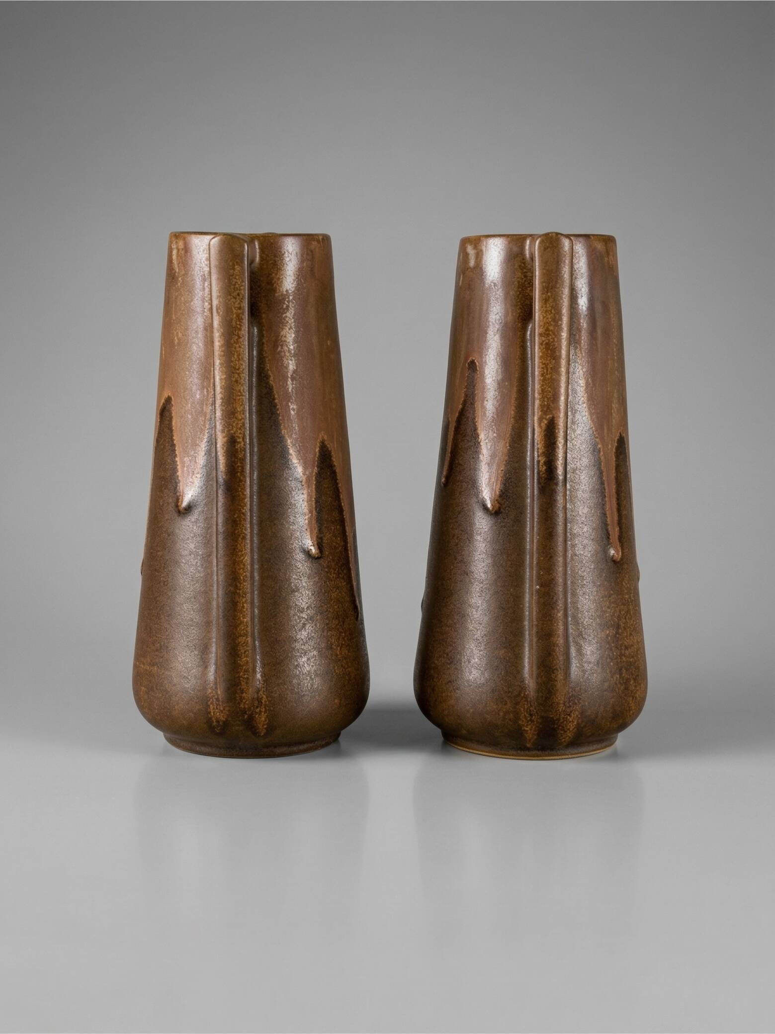 Pair of Denbac vases model 244 – vintage glazed French ceramics