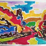 Gouache on paper from 1989, Pierre Lacroux (1909-1993)