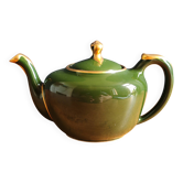 Théière Vintage Mehun France Numérotée, Porcelaine Verte et Or