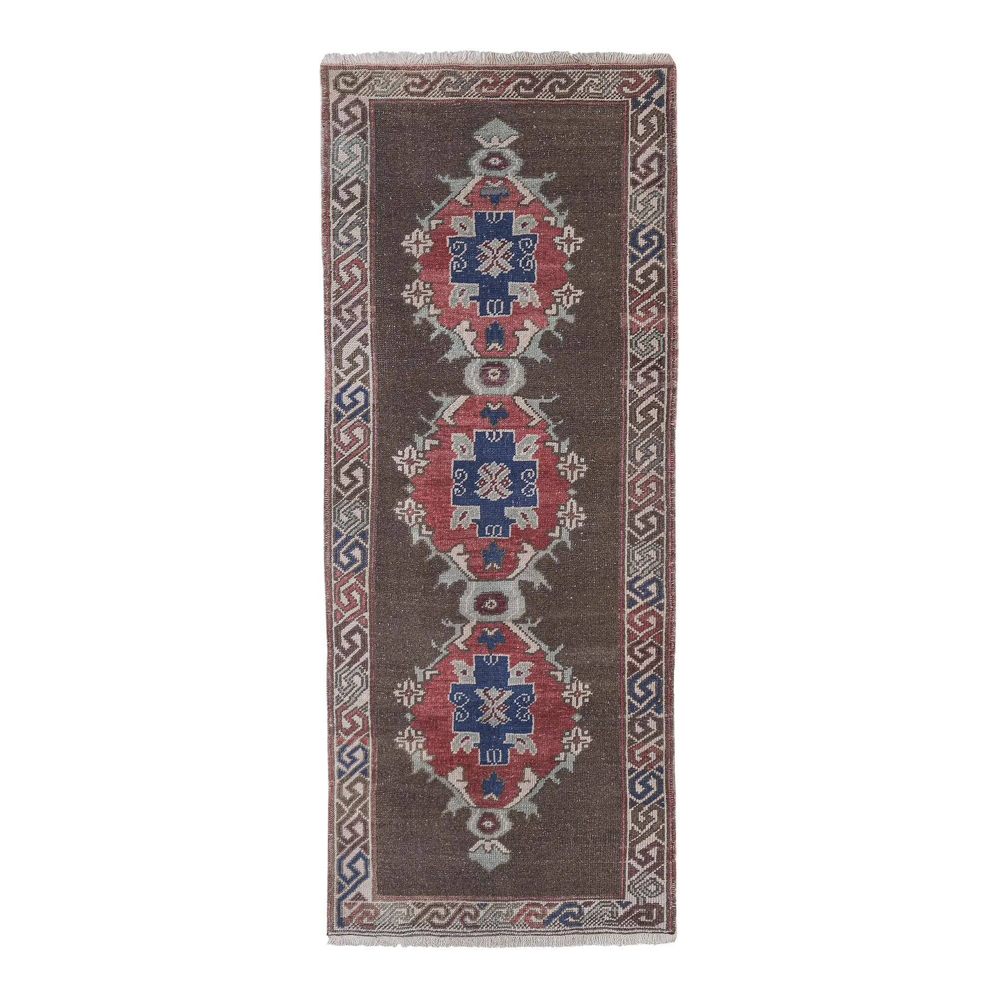 Vintage Turkish hallway rug 84x220 cm