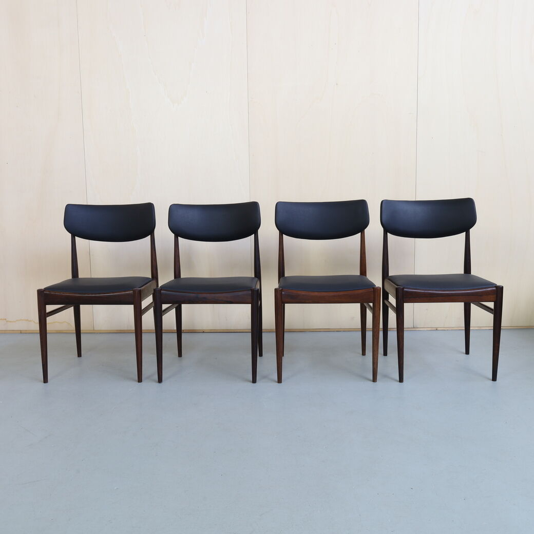 4 Dining Chair in Rosewood and Leatherette by AWA, 1960s