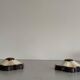 Pair of brown and cream ceramic wall lights by PAN Leuchten, 1970 Germany