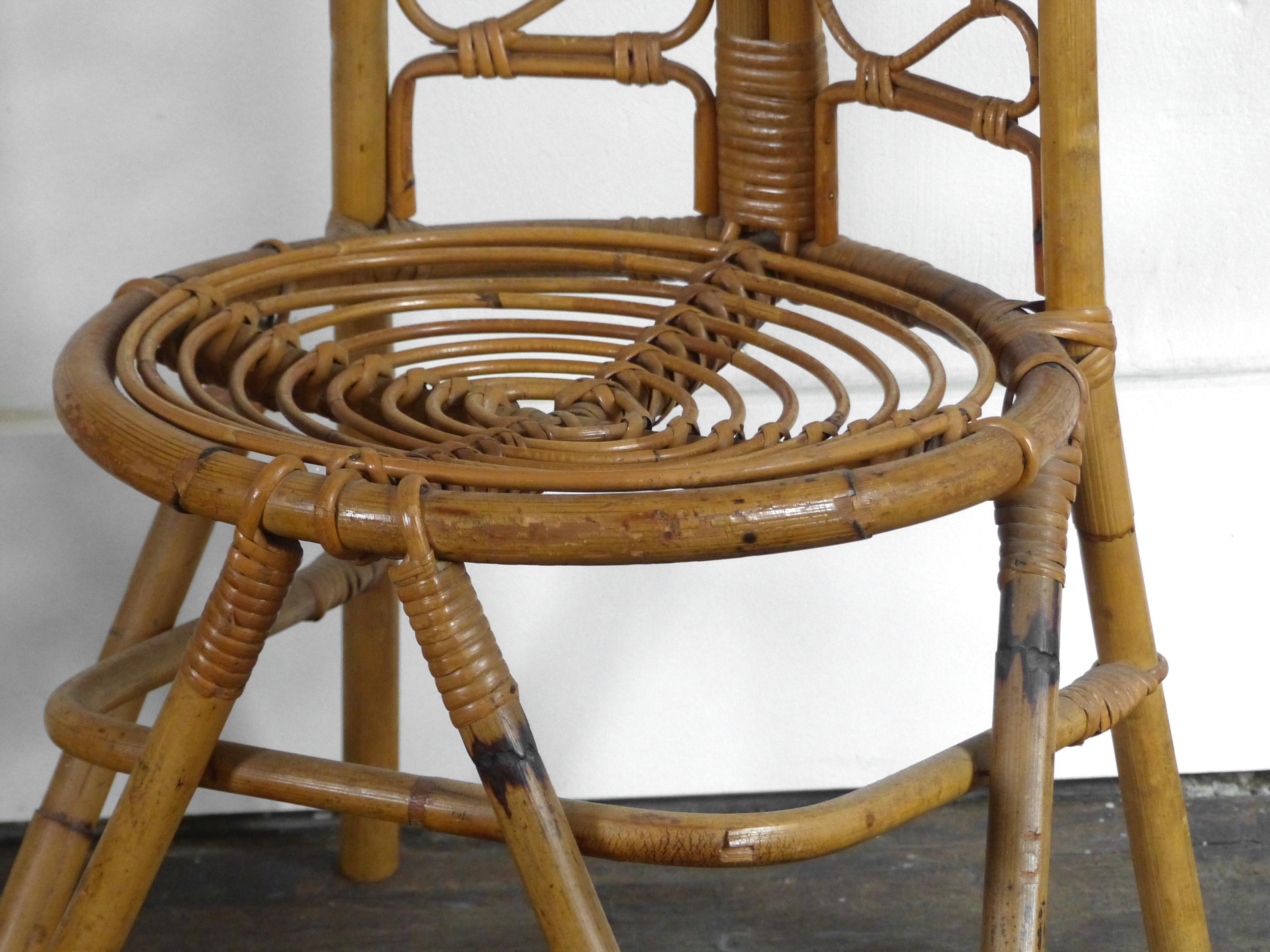Pair of low bamboo chairs 1960
