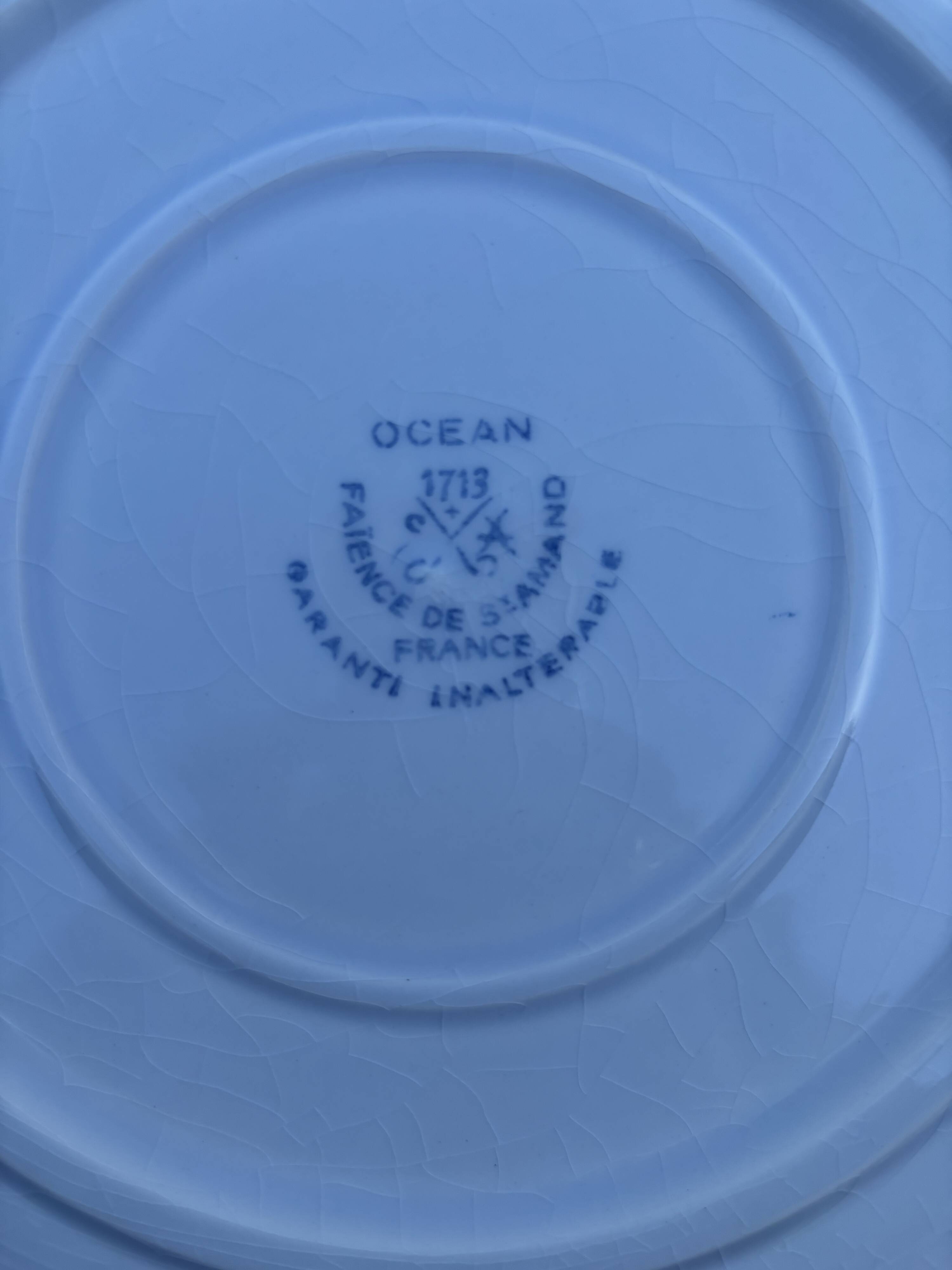 12 Saint Amand fish plates, Ocean model