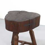 Antique Rustic Farmhouse Wabi Sabi Oak Butcher Block or Side Table