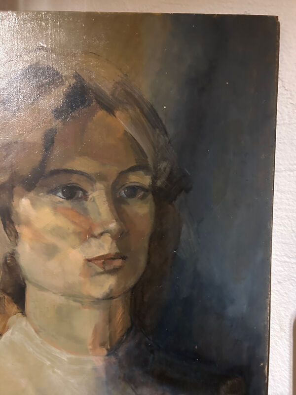 Ancienne peinture à l'huile sur bois, portrait