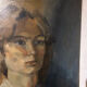 Old oil painting on wood: portrait